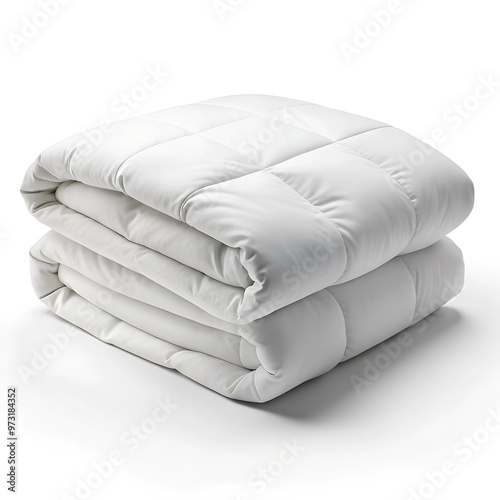 folded white warm blanket isolated on white background