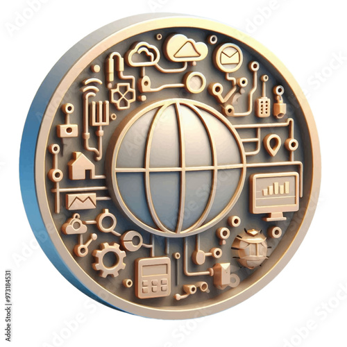 3d Internet of Things icon in circle
