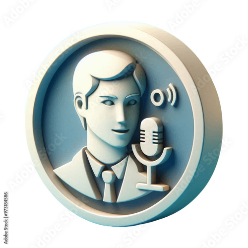 3d Voice Assistant icon in circle