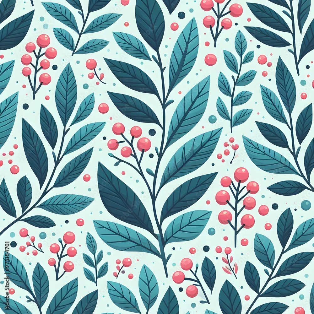 Fototapeta premium A wallpaper of seamless leaves pattern background 
