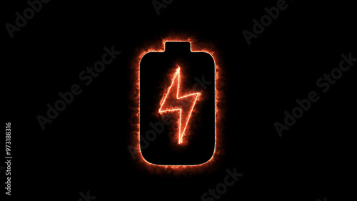 Neon battery fast charging animation, Glowing animated battery icon. Charger, running from low to full cell phone battery.