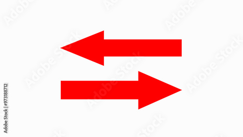 Left and right red color arrow pointer icon sign symbol in trendy flat style.