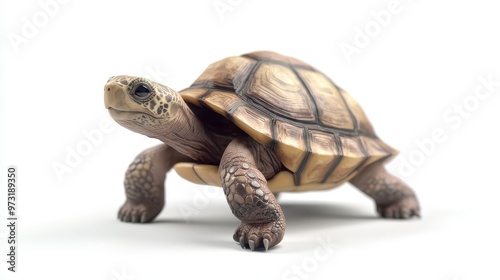 A close-up view of a detailed turtle figurine on a clean white background showcasing craftsmanship and artistry