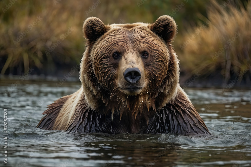 a brown bear, in its natural habitat a brown bear, in its natural habitat