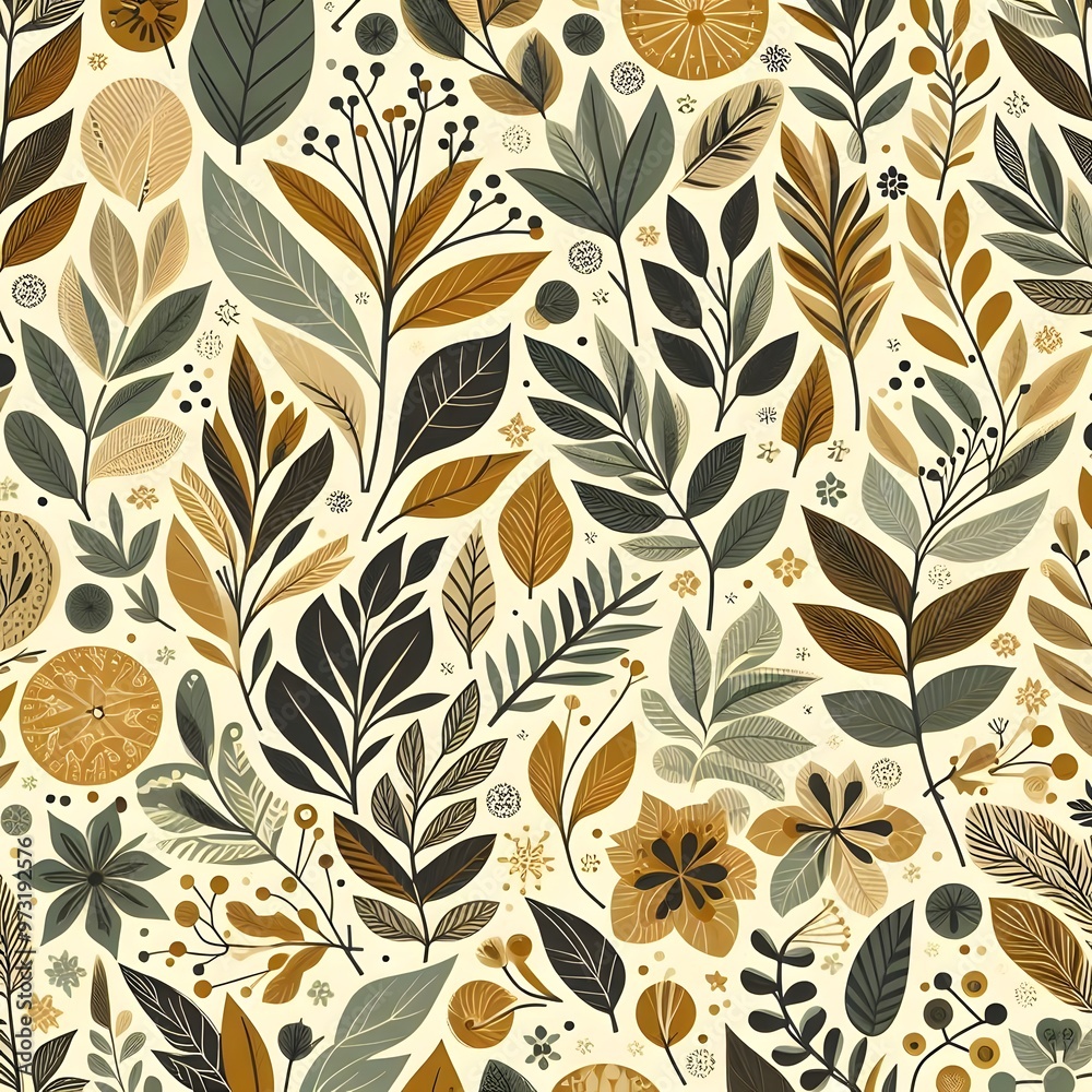 Seamless Floral Leaf Pattern Design Wallpaper Nature Design for Vintage Art Decoration Ornament Background Seamless Floral Leaf Pattern Design Wallpaper Nature Design for Vintage Art Decoration Ornament Background