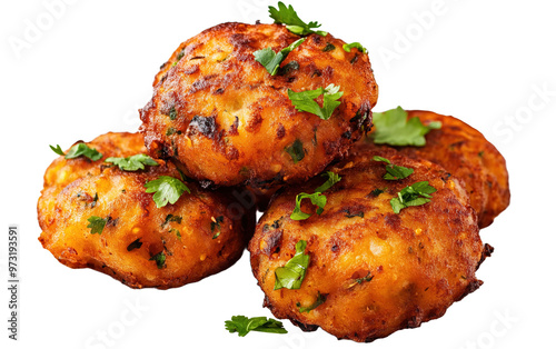 Batata vada street food isolated on white or transparent background photo