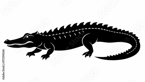 A Crocodile silhouette vector illustration, minimalist on a white background. highly detailed, ultra-detailed 