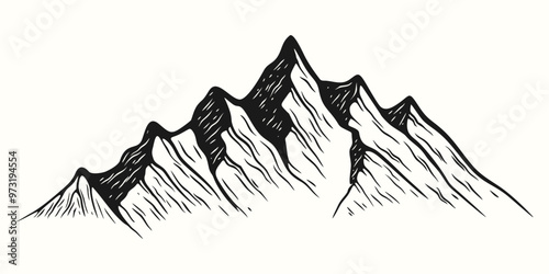 silhouette Mountain black and white, landscape, adventure and outdoor scene vector illustration