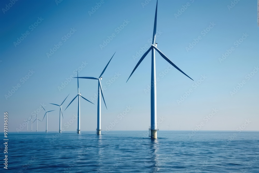 A wind turbine is on top of a hill in a field, generative ai image A wind turbine is on top of a hill in a field, generative ai image