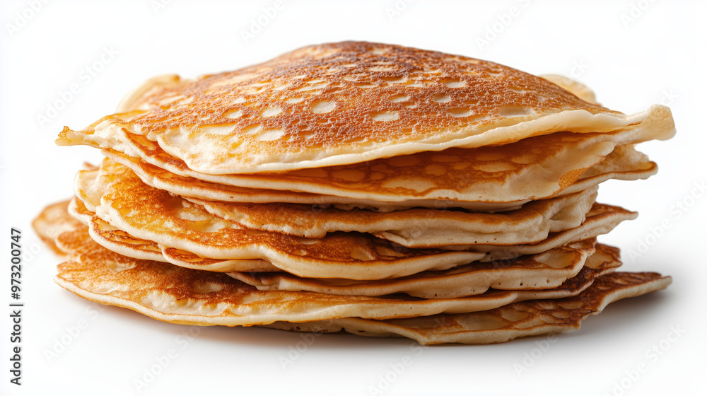 A stack of pancakes isolated on a white background A stack of pancakes isolated on a white background