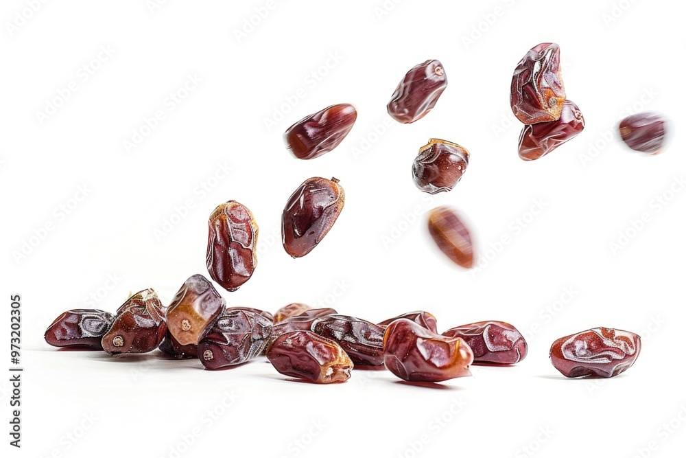 A pile of dried dates on a white surface A pile of dried dates on a white surface