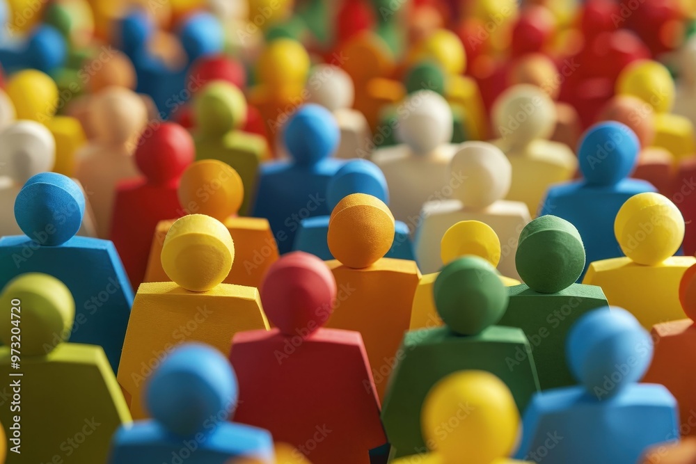 Obraz premium Diverse Community Circle Gathering - Society Concept Illustration. Beautiful simple AI generated image