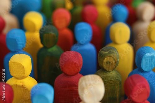 Crowded City Streets - Diverse Multitude of People Walking in Urban Landscape. Beautiful simple AI generated image