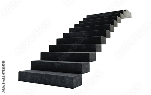 Black stairs isolated on white or transparent background