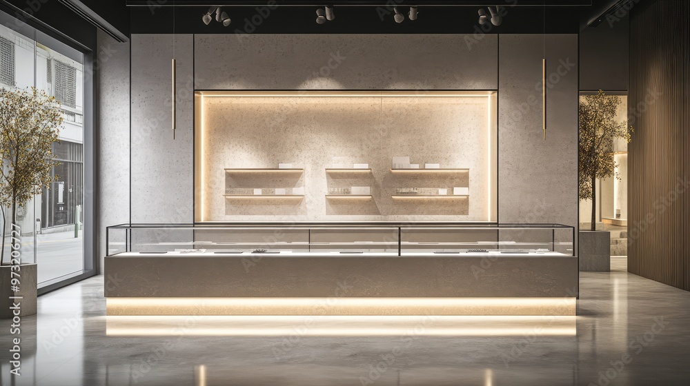 Empty Glass Showcase for Retail Display. AI generated illustration