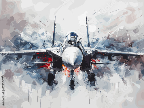 Fighter jet fighter jet aircraft illustration painting background. Military jet fighter jet in flight.