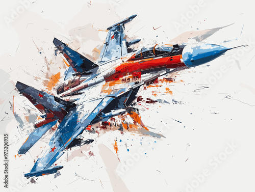 Fighter jet fighter jet aircraft illustration painting background. Military jet fighter jet in flight.