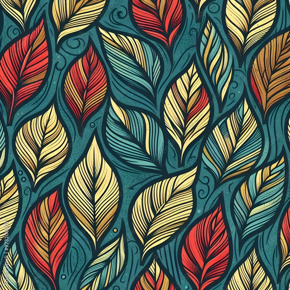 Seamless Floral Leaf Pattern Design Wallpaper Nature Design for Vintage Art Decoration Ornament Background Seamless Floral Leaf Pattern Design Wallpaper Nature Design for Vintage Art Decoration Ornament Background