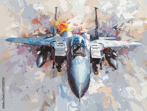Fighter jet fighter jet aircraft illustration painting background. Military jet fighter jet in flight.