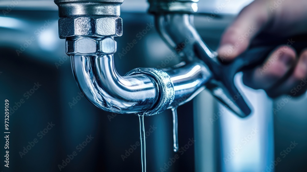 Plumber Repairing Water Pipe Under Sink. AI generated illustration Plumber Repairing Water Pipe Under Sink. AI generated illustration