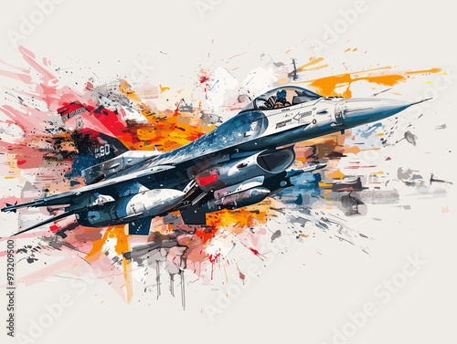 Fighter jet fighter jet aircraft illustration painting background. Military jet fighter jet in flight.