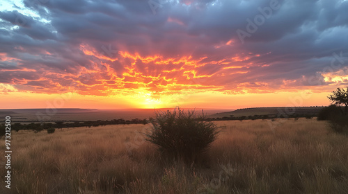 The most beautiful sunset over the plains