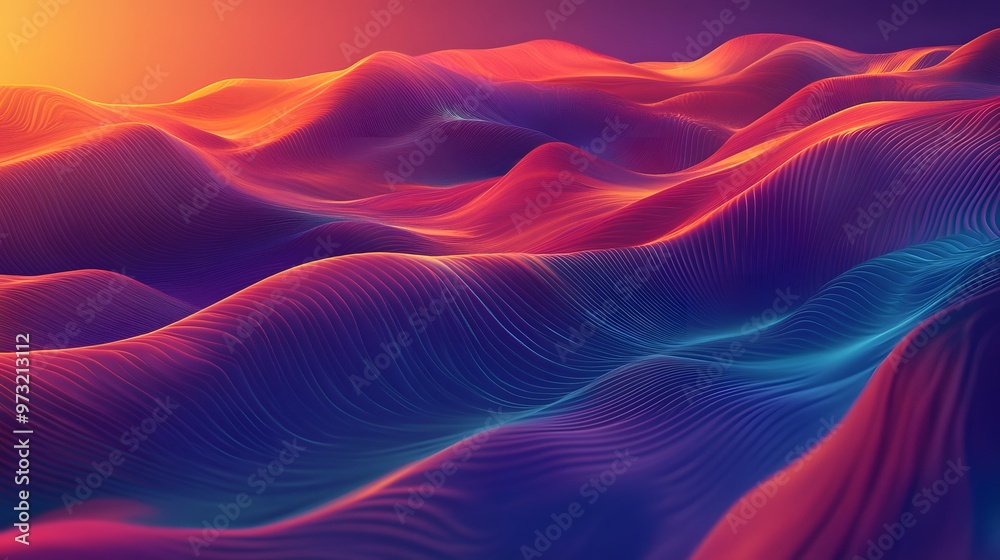 Obraz premium Abstract, colorful mountain landscape in the style of paper art, with a layered, paper cutout style