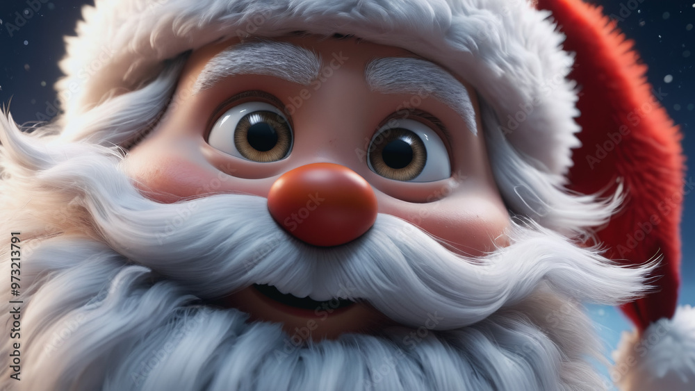 Obraz premium Smiling Santa Claus with joyful expression against a night sky background