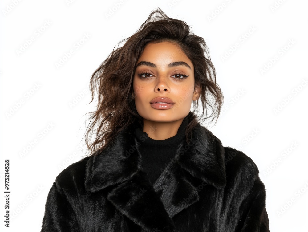 Elegant winter fashion with black mink fur coat for style and warmth Elegant winter fashion with black mink fur coat for style and warmth