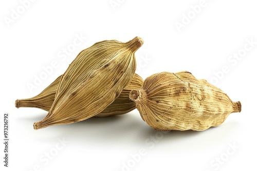 Fresh garlic cloves on a white background