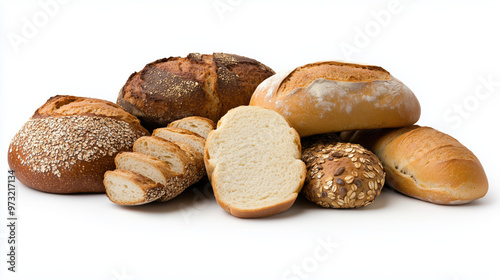 Assortment of fresh artisan breads featuring whole grain and sourdough varieties for culinary design