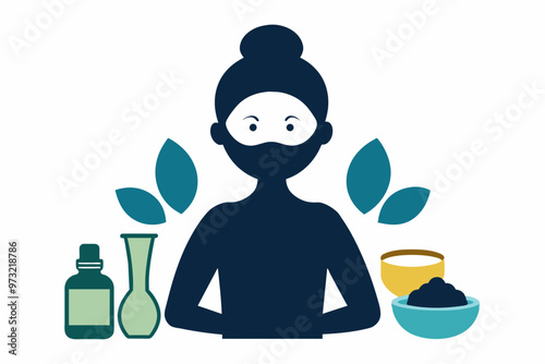  Hosting a DIY spa day with homemade face masks and scrubs. silhouette black color vector art illustration