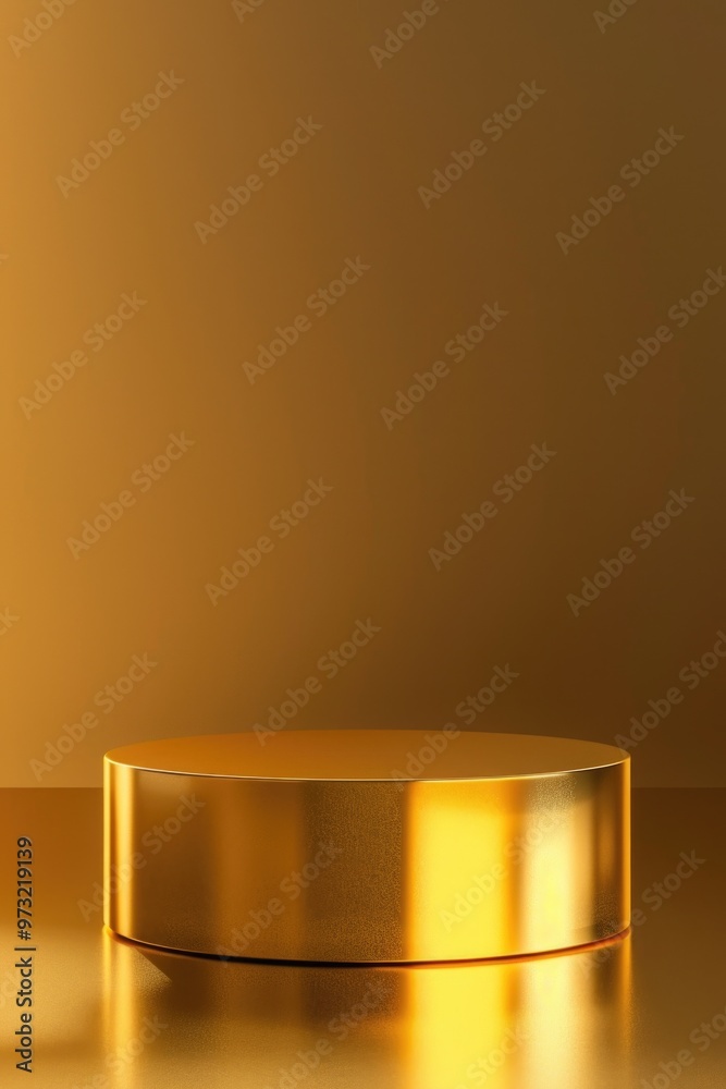 A golden podium with a single candle on top A golden podium with a single candle on top