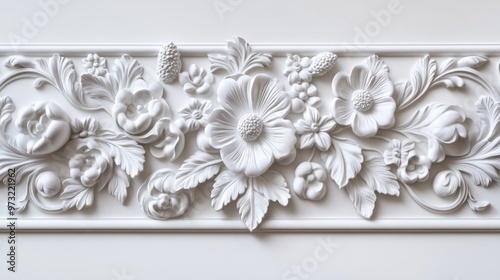 Elegant White Floral Wall Relief Decoration