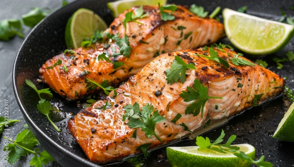 Freshly Baked Salmon Fillets with Lemon and Parsley Freshly Baked Salmon Fillets with Lemon and Parsley