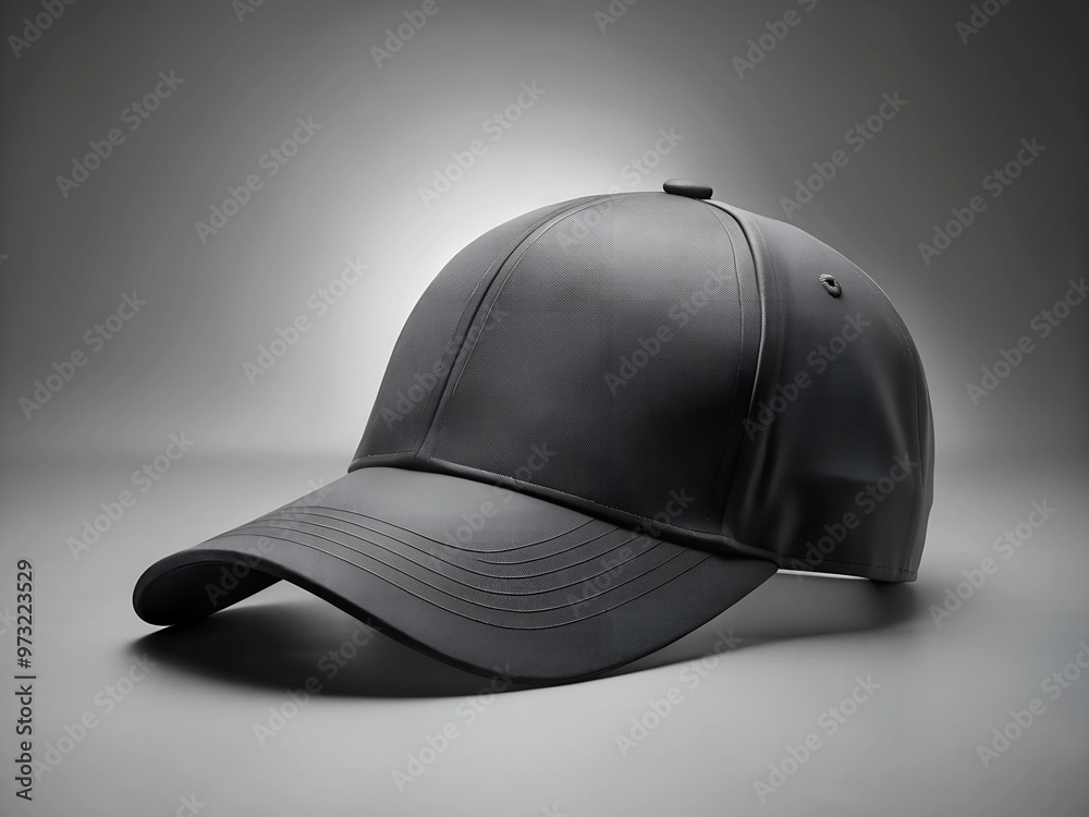 Black baseball caps mockup on a grey background. AI Generative Black baseball caps mockup on a grey background. AI Generative