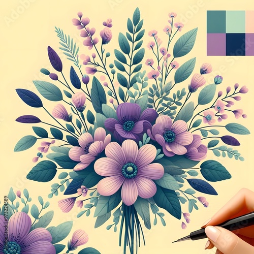 Floral seamless pattern with flowers and leaves Decorative vector pattern abstract background