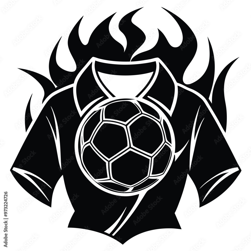 Obraz premium Hot soccer ball fire logo silhouette. football club graphic design logos or icons. vector illustration