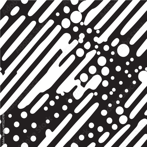 Vector seamless pattern of polka dots and stripes