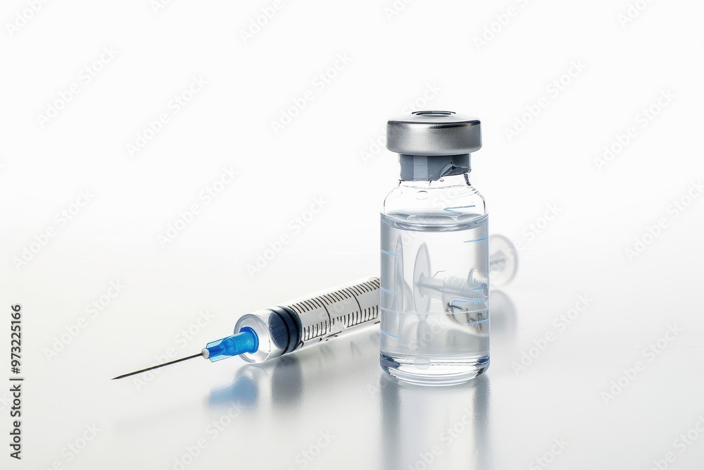 Syringe and Vial of Medicine on White Background. Syringe and Vial of Medicine on White Background.