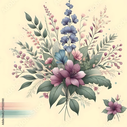 Floral seamless pattern with flowers and leaves Decorative vector pattern abstract background