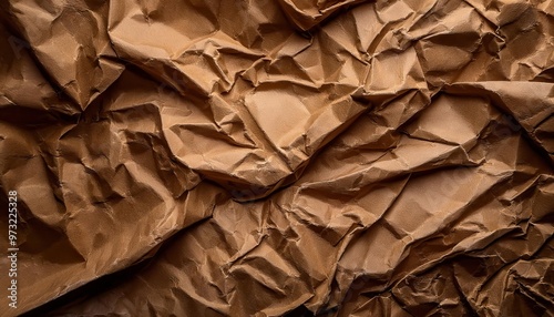 Wallpaper Mural Close-Up of Wrinkled Brown Kraft Paper Texture with Organic Folds and Shadows, Highlighting the Natural Patterns and Creases of Recycled Material for Design Background or Eco-Friendly Concept Torontodigital.ca