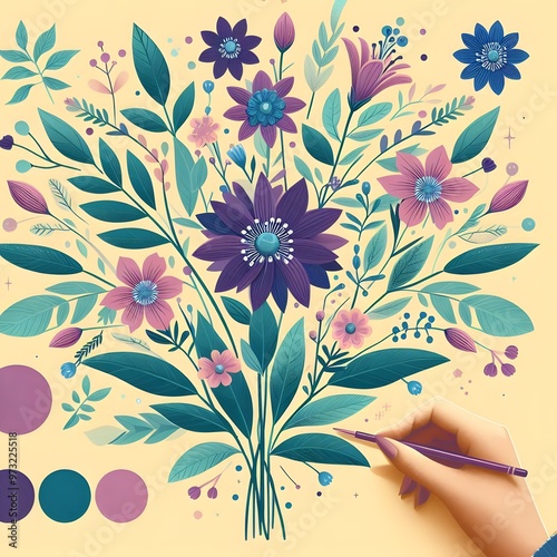 Floral seamless pattern with flowers and leaves Decorative vector pattern abstract background