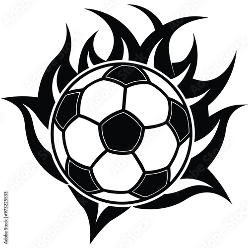 Hot soccer ball fire logo silhouette. football club graphic design logos or icons. vector illustration
