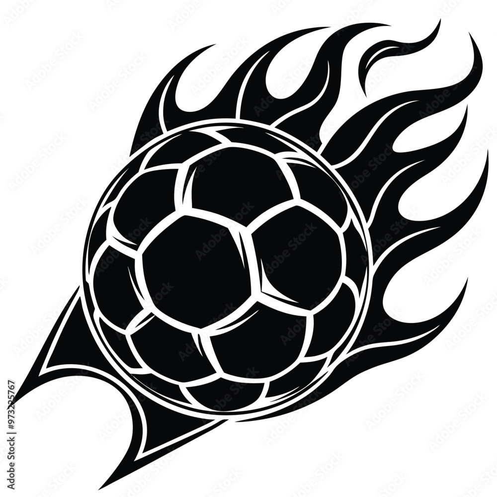 Obraz premium Hot soccer ball fire logo silhouette. football club graphic design logos or icons. vector illustration