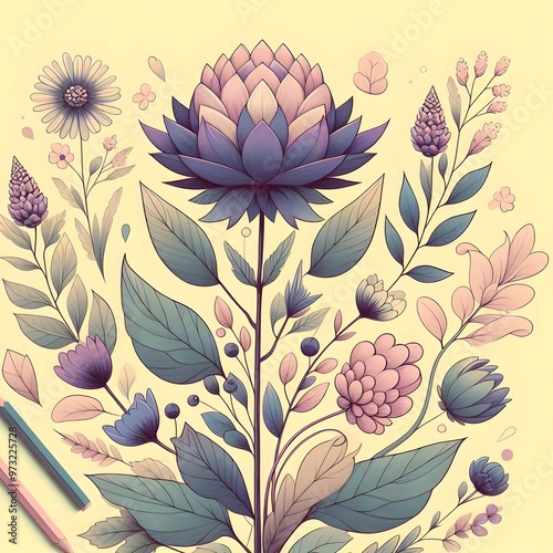 Floral seamless pattern with flowers and leaves Decorative vector pattern abstract background