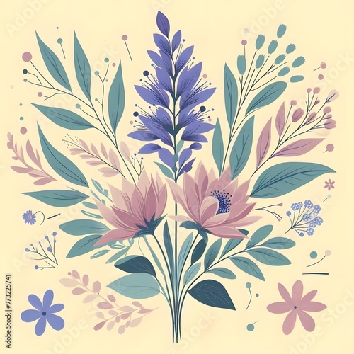 Floral seamless pattern with flowers and leaves Decorative vector pattern abstract background