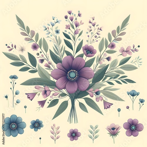 Floral seamless pattern with flowers and leaves Decorative vector pattern abstract background