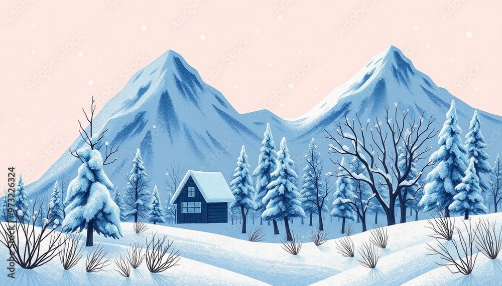 Fototapeta premium illustration vector hand drawn 3d winter art