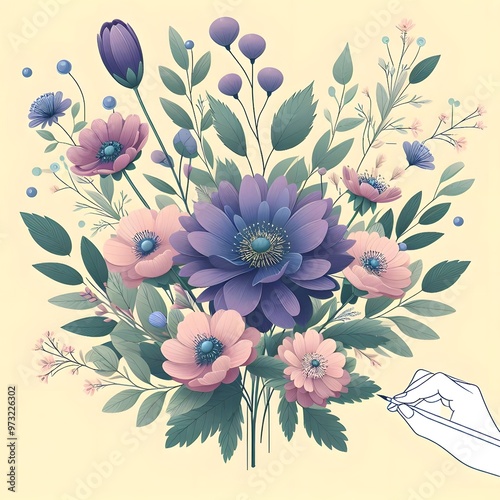 Floral seamless pattern with flowers and leaves Decorative vector pattern abstract background